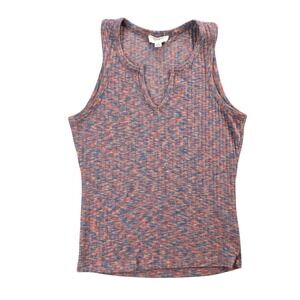 Evereve Womens Ribbed V Neck Sleeveless Tank Top Multicolor Sherbert Stretch Sm